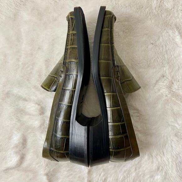 Joan & David Green Leather Heeled Loafers - Picture 8 of 9